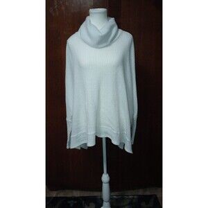 Cherish Sweater L White Cowl Neck Dolman High-Low Oversized Knit Side Splits